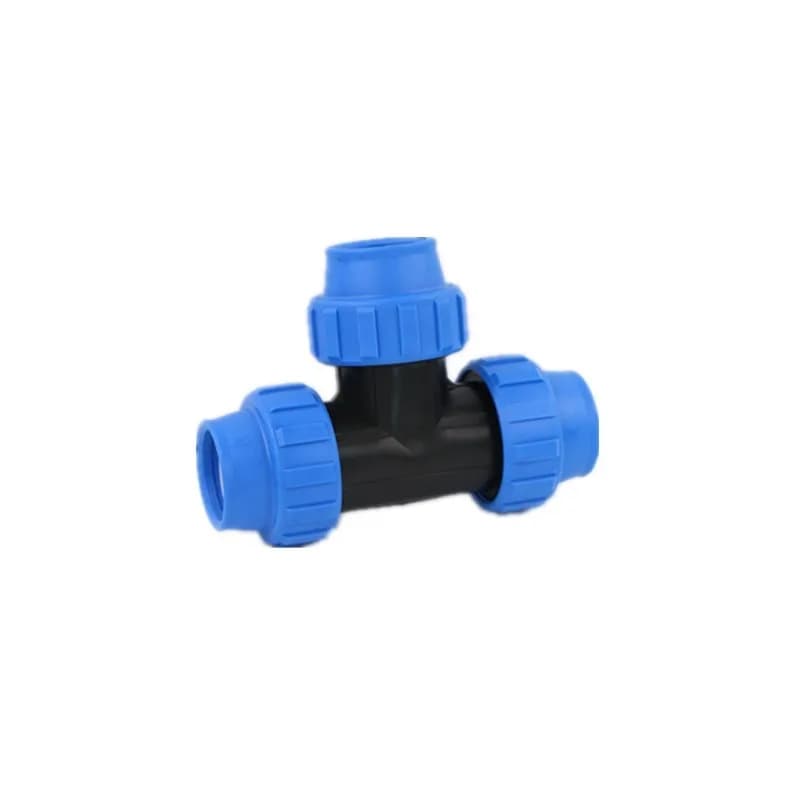 Raccordo rapido in plastica per tubo di irrigazione, raccordo a T ridotto a compressione in PP nero