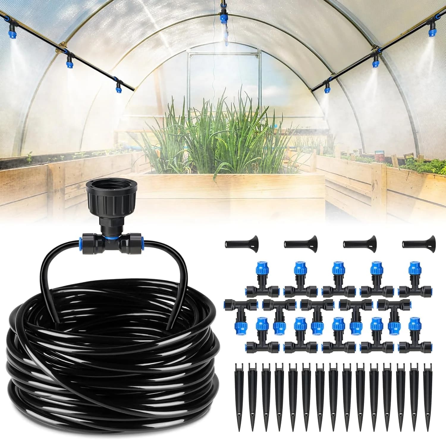 IrriNex 59 ft Quick-Connect Drip Irrigation System Kit