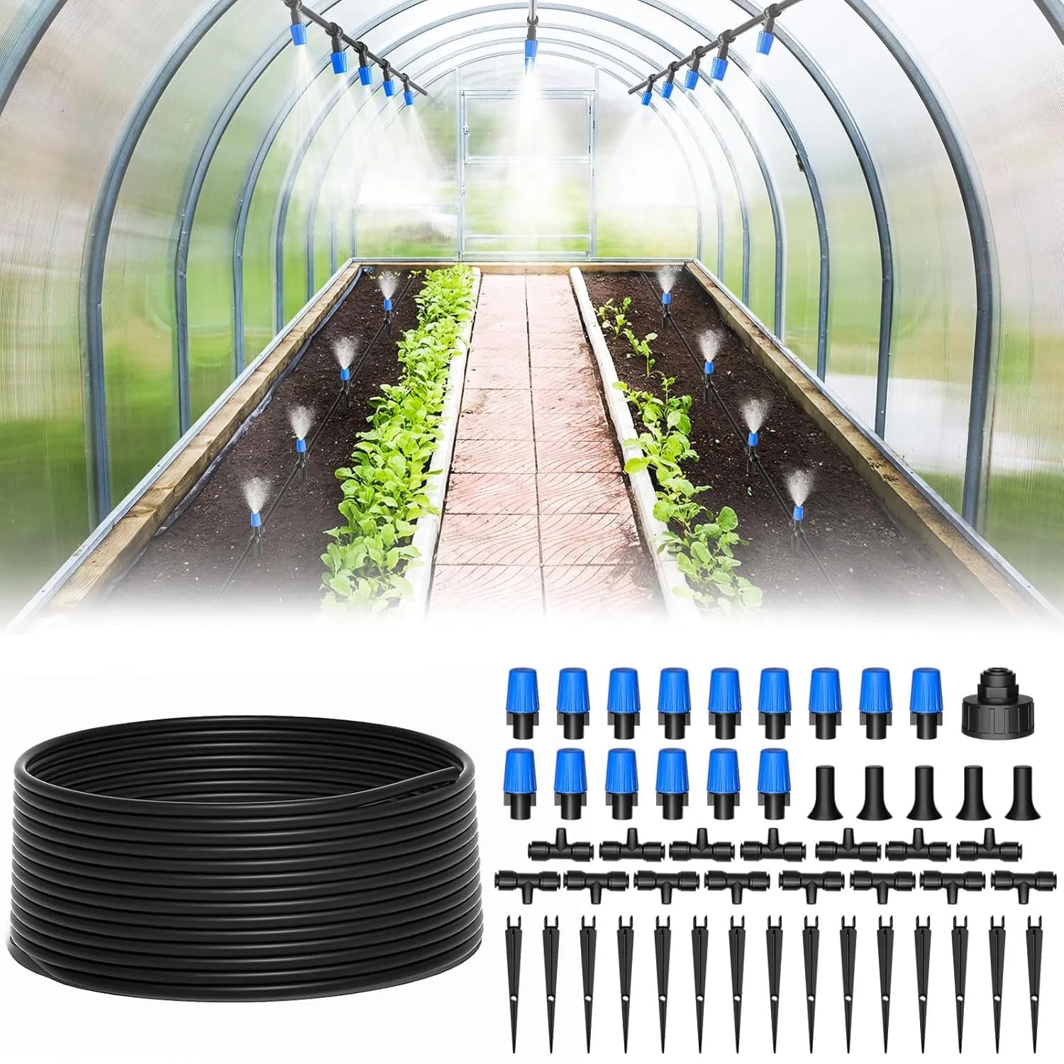 IrriNex 65 ft Quick-Connect Hanging-Basket Drip Irrigation Kit with 1/4-inch Tubing