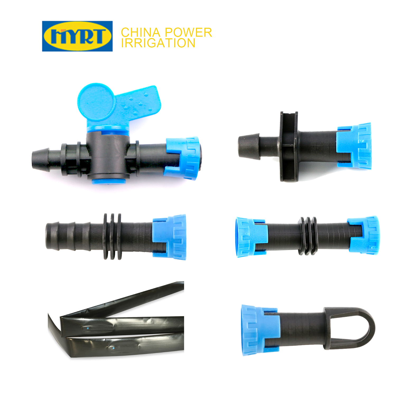אביזר POM בגודל 16mm עם טבעת נעילה, מחבר צינור ומחבר סרט טפטוף למערכת השקיה בחווה