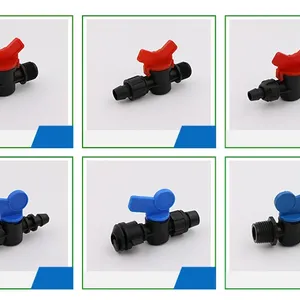 Válvula de plástico y miniválvula de riego para tubería Pe y cinta de goteo, producto de gran venta