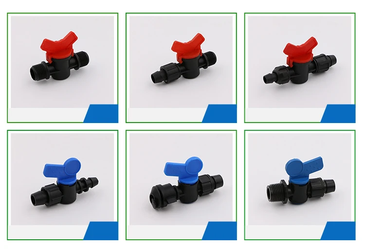 Válvula de plástico y miniválvula de riego para tubería Pe y cinta de goteo, producto de gran venta