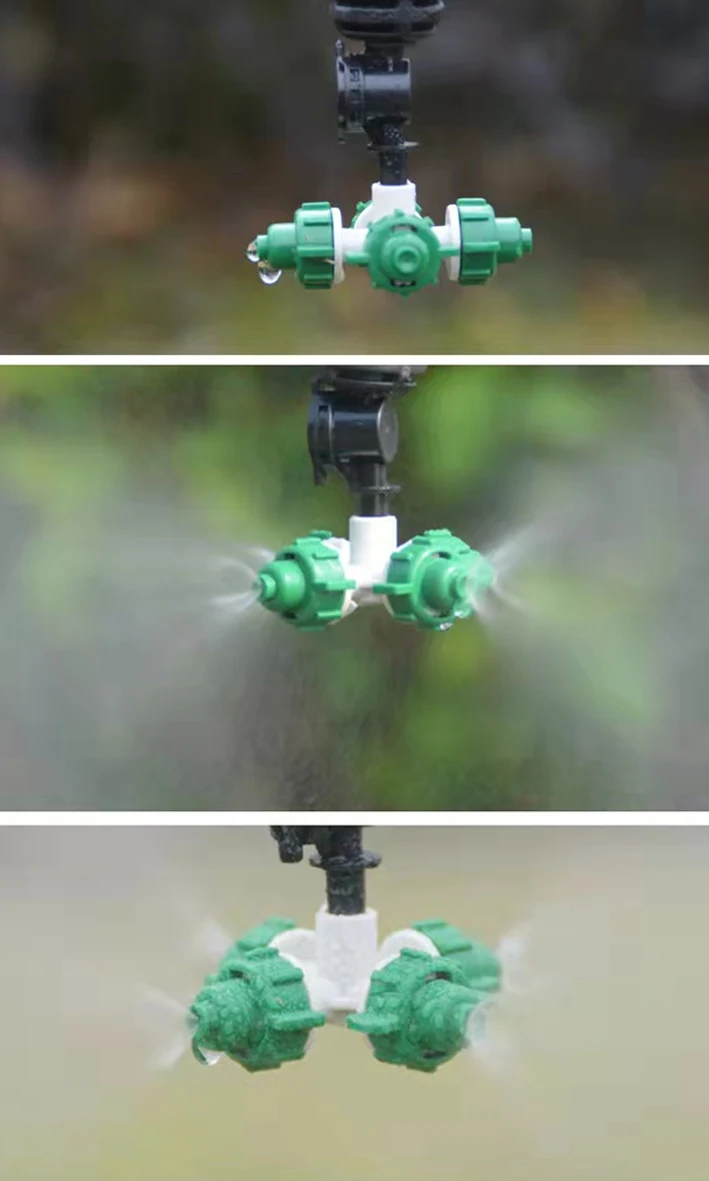 Sistema a quattro irrigatori nebulizzatori per impianto di irrigazione in serra e agricola