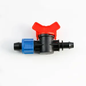 Mini válvula plástica para fita de gotejamento para rega em sistemas de irrigação por gotejamento