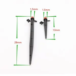 八孔滴灌出水器，配13与28cm（5与11inch）地插，0-70 L/h可调流量，4/7与PE管道螺纹，适用于滴灌