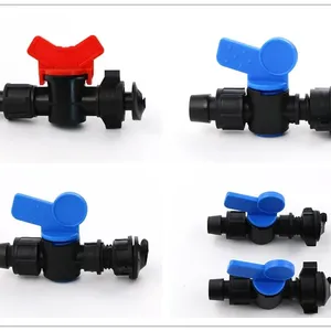 Válvula de plástico y miniválvula de riego para tubería Pe y cinta de goteo, producto de gran venta