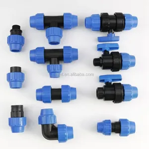 Conexão de compressão para ligação de tubos de irrigação, acoplamento plástico, cotovelo, conexão em T e adaptador a preço de fábrica