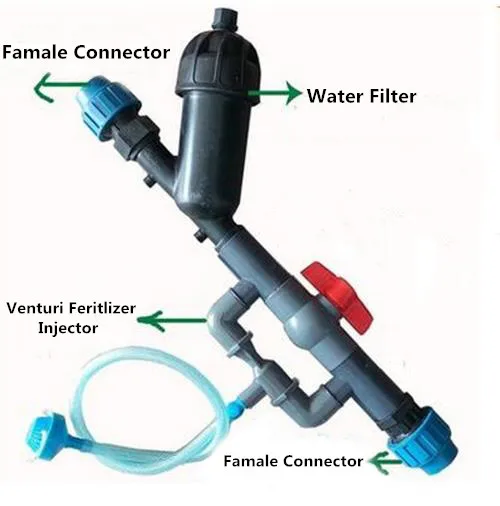 Kit d’injecteur d’engrais Venturi de qualité supérieure avec collecteur et vanne pour système goutte-à-goutte