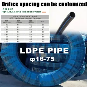 Tubería LDPE HDPE 4KG de polietileno para suministro de agua o sistemas de drenaje