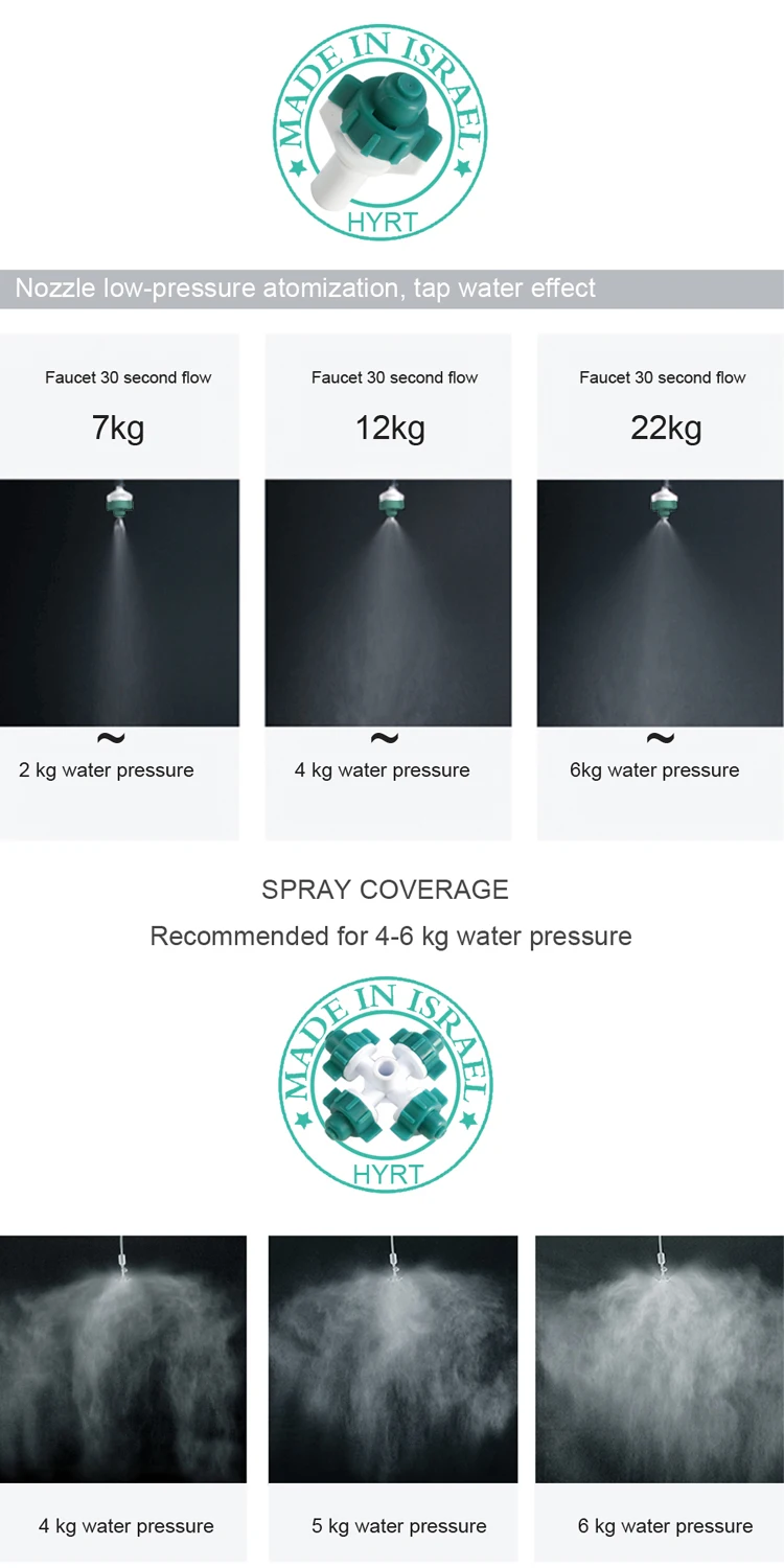 Bico de irrigação nebulizada e aspersores nebulizadores, microaspersor suspenso de estufa para sistema de irrigação