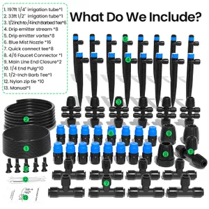 Imagem dos componentes de IRRINEX 230 ft Kit de sistema de irrigação por gotejamento 9