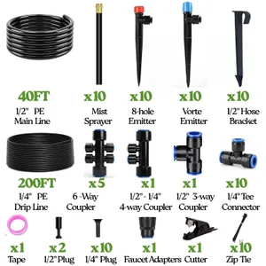 Imagem dos componentes de IRRINEX 240 ft Kit de sistema de irrigação por gotejamento 3